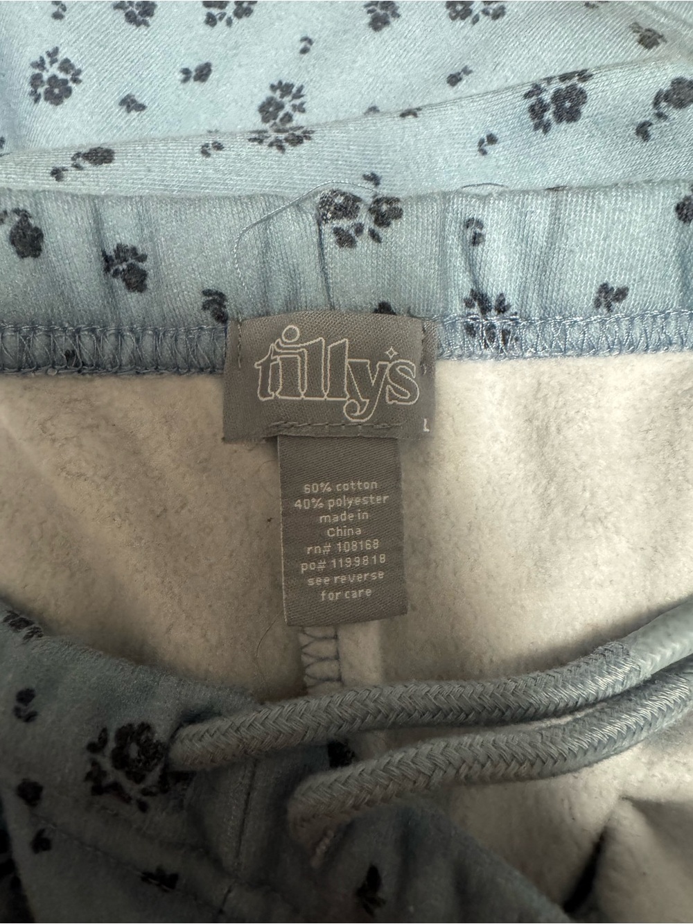 Tilly's Light Blue Floral Print Jogger Pants - Picture 2 of 2